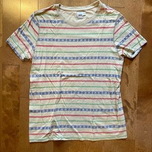 *SOLD* 3/$20 🪐 ASOS camel beige shirt with colourful stripes size S